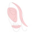 Minimalistic sketch of a smiling woman. Abstract face drawn with a continuous line. Modern vector illustration.