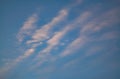 Minimalistic sky with cirrus clouds and clouds at sunset Royalty Free Stock Photo