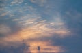 Minimalistic sky with cirrus clouds and clouds at sunset Royalty Free Stock Photo