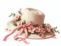 Minimalistic Springtime Easter Bonnet with Flowers and Ribbons AI Generated Royalty Free Stock Photo