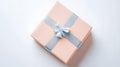 Minimalistic square gift box with red stripe design Royalty Free Stock Photo