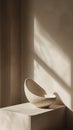 Minimalistic stone bowl in soft sunlight, abstract interior design Royalty Free Stock Photo