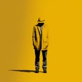 Minimalistic Street Fashion: Person In Yellow Hat Against Yellow Background