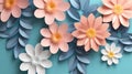 minimalistic style of 3D floral design that will add freshness to your background: delicate flowers,