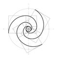 Minimalistic style design. Golden ratio. Geometric shapes. Circles in golden proportion. Futuristic design. Logo. Vector