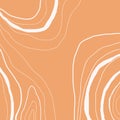 Minimalistic stylish background with abstract wavy lines of different thickness in peach pastel tone. Modern template