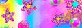 Minimalistic stylized banner. Fashion creative.flowers in colorfull space