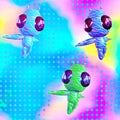 Minimalistic stylized collage art. 3d render Funny alien in gradient space. Colorfull cosmic vibes