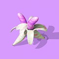 Minimalistic stylized collage isometry art. 3d render creative banana design. Party, food, sweet vegan food concept