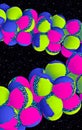 Minimalistic stylized 3d  scene. Creative abstract colorfull balls and space collage wallpaper Royalty Free Stock Photo