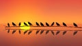 Minimalistic Sunset with Birds AI Generated