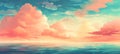 Minimalistic sunset seascape with cloud above water in spring background tranquil nature landscape