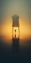 Minimalistic Surrealism: A Dreamy Impression Of A Man By A Lighthouse