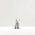 Minimalistic Surrealism: White Puppy In A White Studio