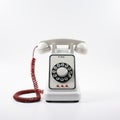 Minimalistic Surrealism: White Rotary Telephone On A Simplistic White Background
