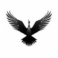 Minimalistic Symmetrical Black Ostrich Vector Art Logo Royalty Free Stock Photo