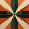 Minimalistic Symmetry: Green, Brown, And Orange Tile Pattern Royalty Free Stock Photo