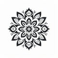 Minimalistic Symmetry: Mandala With Flowers And Leaves