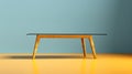 Minimalistic Table With Glass On Yellow Floor - Abstract Rendered Photo