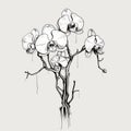 Minimalistic Thai Orchid Ink Sketch Vector With Nature-inspired Imagery