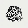 Minimalistic Tiger Head Silhouette: Stenciled Iconography Art