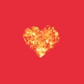 Minimalistic top view of heart shaped in fire flame. Royalty Free Stock Photo