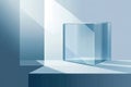 Minimalistic transparent glass cube in geometric abstract design