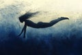 Minimalistic underwater swimmer concept art for artistic design Royalty Free Stock Photo
