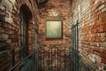 Minimalistic urban scene with brick walls and blank framed poster Royalty Free Stock Photo