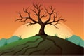 Dead tree on the hill vector art illustration Royalty Free Stock Photo