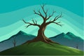 Dead tree on the hill vector art illustration Royalty Free Stock Photo