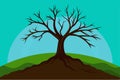 Dead tree on the hill vector art illustration Royalty Free Stock Photo