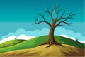 Dead tree on the hill vector art illustration Royalty Free Stock Photo