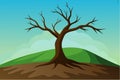 Dead tree on the hill vector art illustration Royalty Free Stock Photo