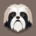 Minimalistic Vector Cartoon Of Shih Tzu\'s Face In Chinese Iconography Style