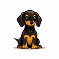 Cartoon Illustration Of Black And Brown Dachshund With Distinctive Character Design Royalty Free Stock Photo