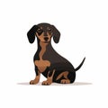 Minimal Retouched Vector Illustration Of Black And Brown Dachshund Dog Royalty Free Stock Photo