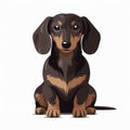 Minimalistic Sitting Dachshund Icon - Vector Flat Design