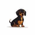 Cute Cartoon Dachshund Dog Icon With Dark Proportions Royalty Free Stock Photo