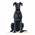 Funny Black Dog Vector Illustration In Brooding Mood