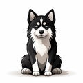 Minimalistic Japanese Cartoon Character Husky Dog With Strong Color Contrasts Royalty Free Stock Photo