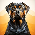 Stylized Geometric Rottweiler Dog Illustration With Celeb-portrait Style