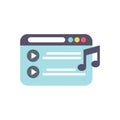 Music streaming website interface displaying playlist with play buttons