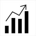 Minimalistic vector illustration of growth chart upwards of personal achievements and success