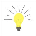 Minimalistic vector illustration of a light bulb lit up, an idea came up. Idea symbol sweetheart