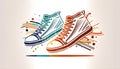 minimalistic vector logo illustration of colorful sneakers Royalty Free Stock Photo