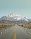 Minimalistic view of a road leading up to El Chaltein in the Southern Argentinian Andes mountains Royalty Free Stock Photo