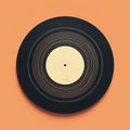 Minimalistic Vinyl Record On Orange Background - Textured Abstractions