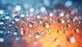 Minimalistic wallpaper. AI generated water drops on colorful surface with orange and blue glow Royalty Free Stock Photo