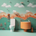 Minimalistic Wallpaper Of Miniworld Floating With Tundra And Toilet Halfs